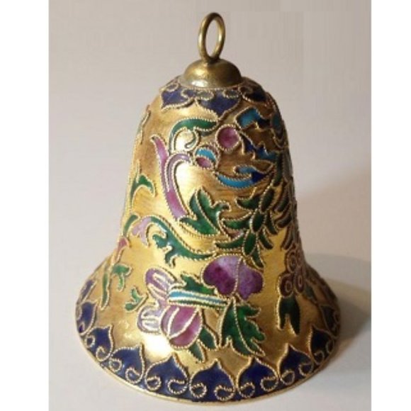 Vintage Cloisonne Bell with Enamel Floral Design - Picture 2 of 4
